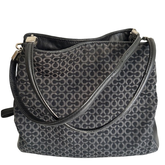 COACH Op Art Madison Phoebe  Jacquard & Leather Satchel Shoulder Bag 26281 - Picture 1 of 9